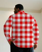 Big & Tall Men' Autumn And Winter Fashion Red Classic Plaid Christmas Long Sleeve Shirt